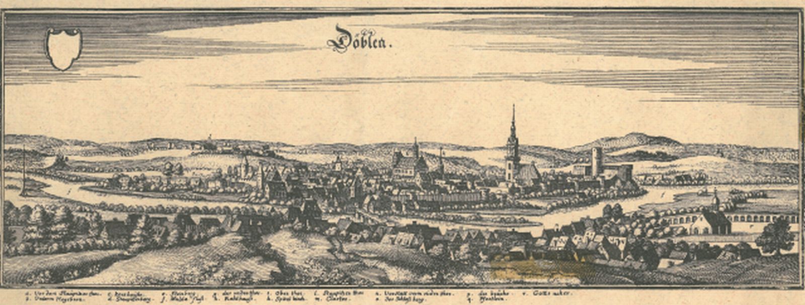Historische Stadtansicht (Kupferstich nach Dillichs Federzeichnung um 1630 - Foto: Archiv Stadt Döbeln)