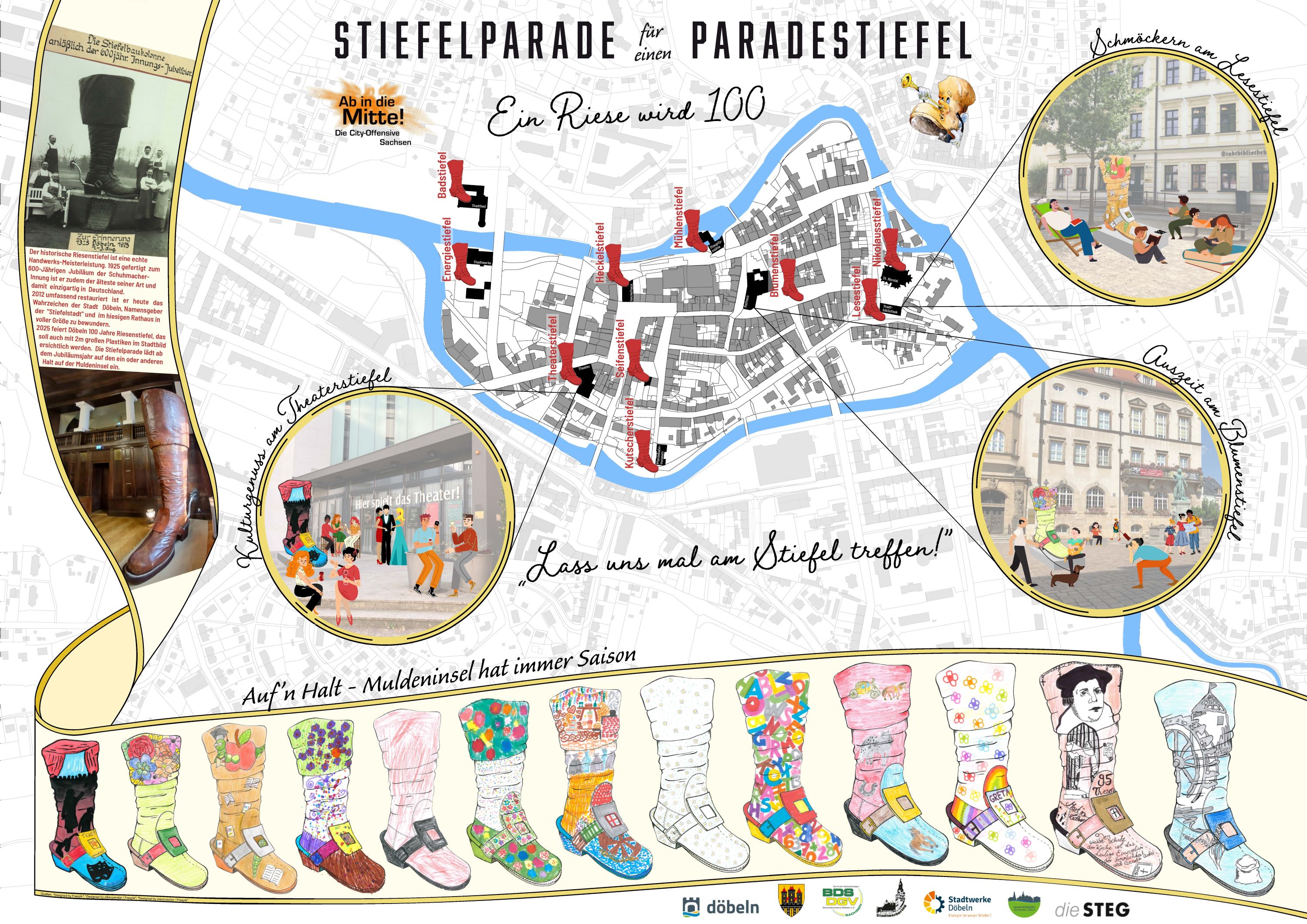 Ein Riese wird 100 - so feiert die Stadt Döbeln 2025 das Jubiläum des Riesenstiefels